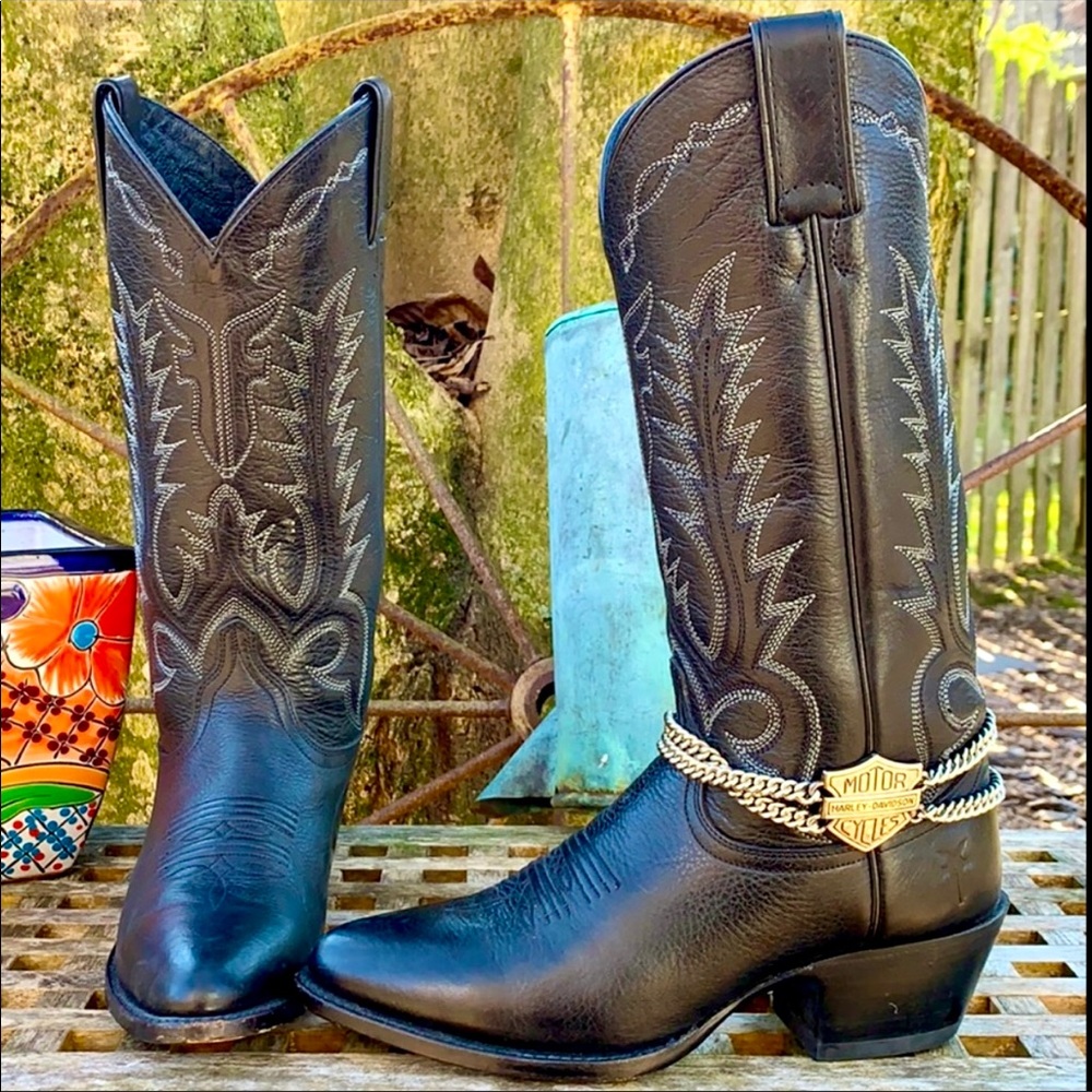 FRYE Near-NEW Black Cowgirl Cowboy Western Boots, Size 6.5 - Picture 1 of 12